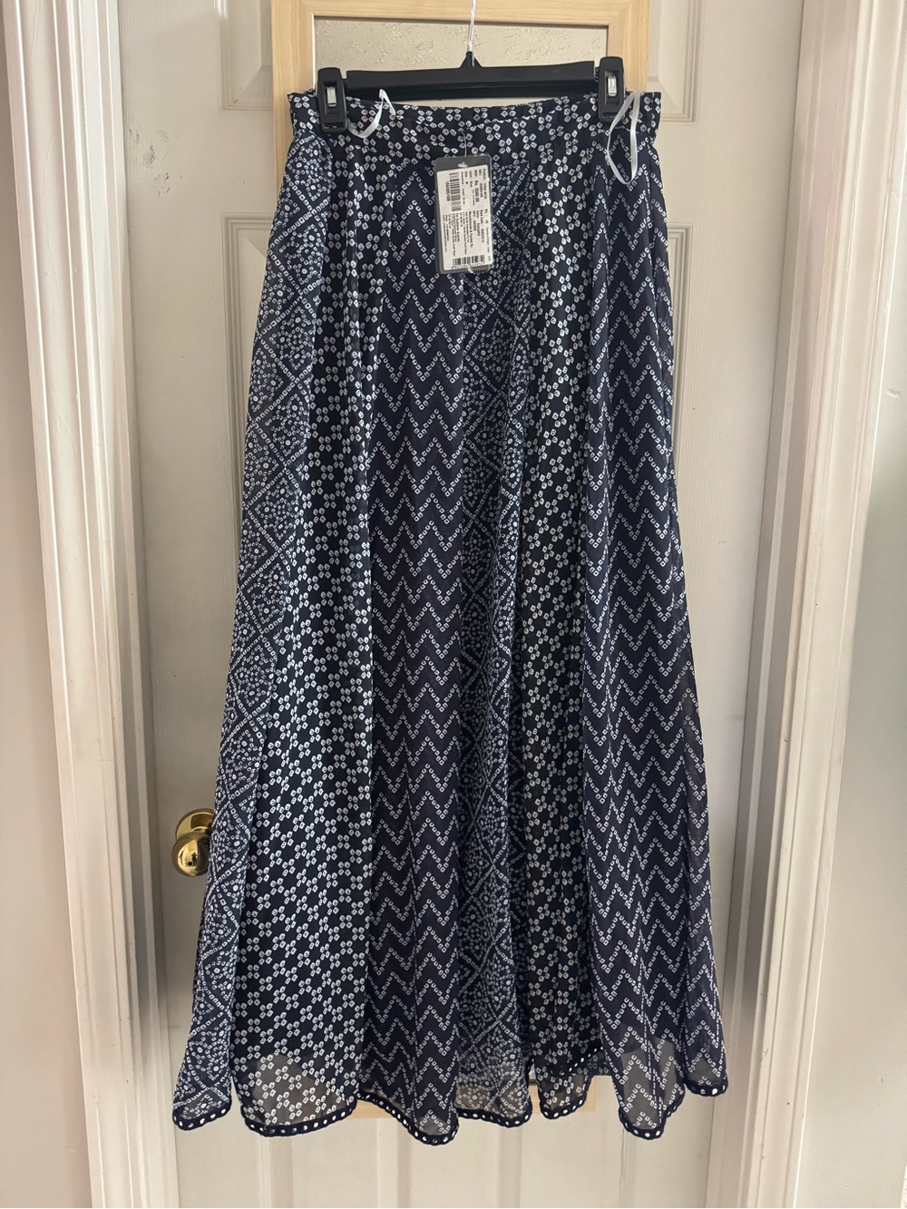 Bandini  Navy and White Printed Maxi Skirt